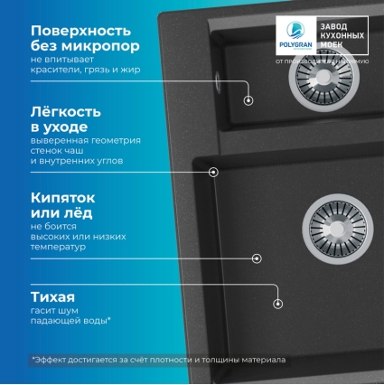 Мойка кухонная POLYGRAN BRIG 620 (черный №16) Мойка кухонная POLYGRAN BRIG 620 (черный №16)